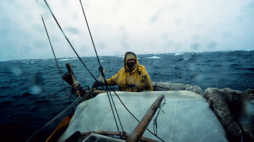 In ice - Tim at helm