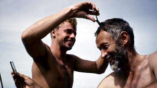 Tim Severin gets a haircut from the doctor