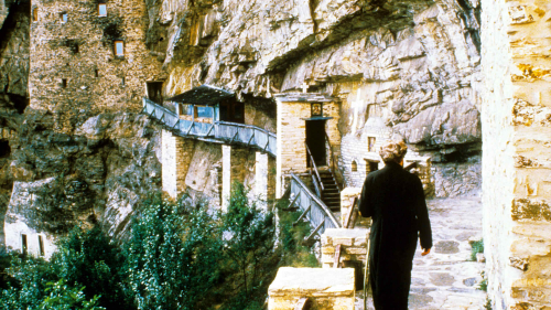 Priest on monastery gallery Yugoslavia