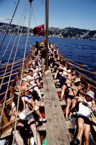 Rowing through the narrows of the Bosphorus