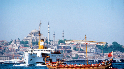 Vessels moving in and out of Golden Horn