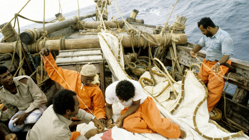 Mending storm ripped sails