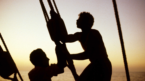Sailors at work - sunset